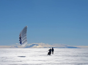 Two skiers with ski sails