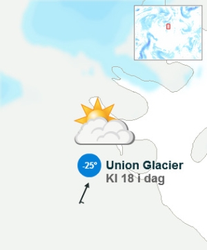 Værmelding for Union Glacier 28. oktober 2011
