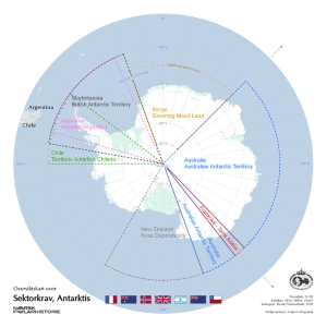 Oversikt over kravområdene i Antarktis.